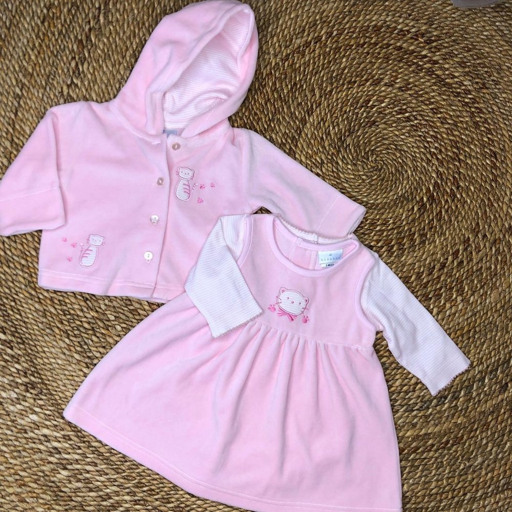 New 3 month 3 Piece‎ Set Velour Jacket Jumper Tee Baby Girls Infants Babies